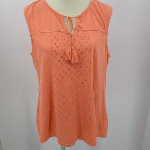 North River Outfitters XL Casual Top Sleeveless Notched V Neck Peach Orange